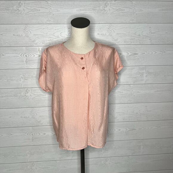 Vintage 80’s women’s Anya blush pink cap sleeve top size medium - Picture 1 of 6